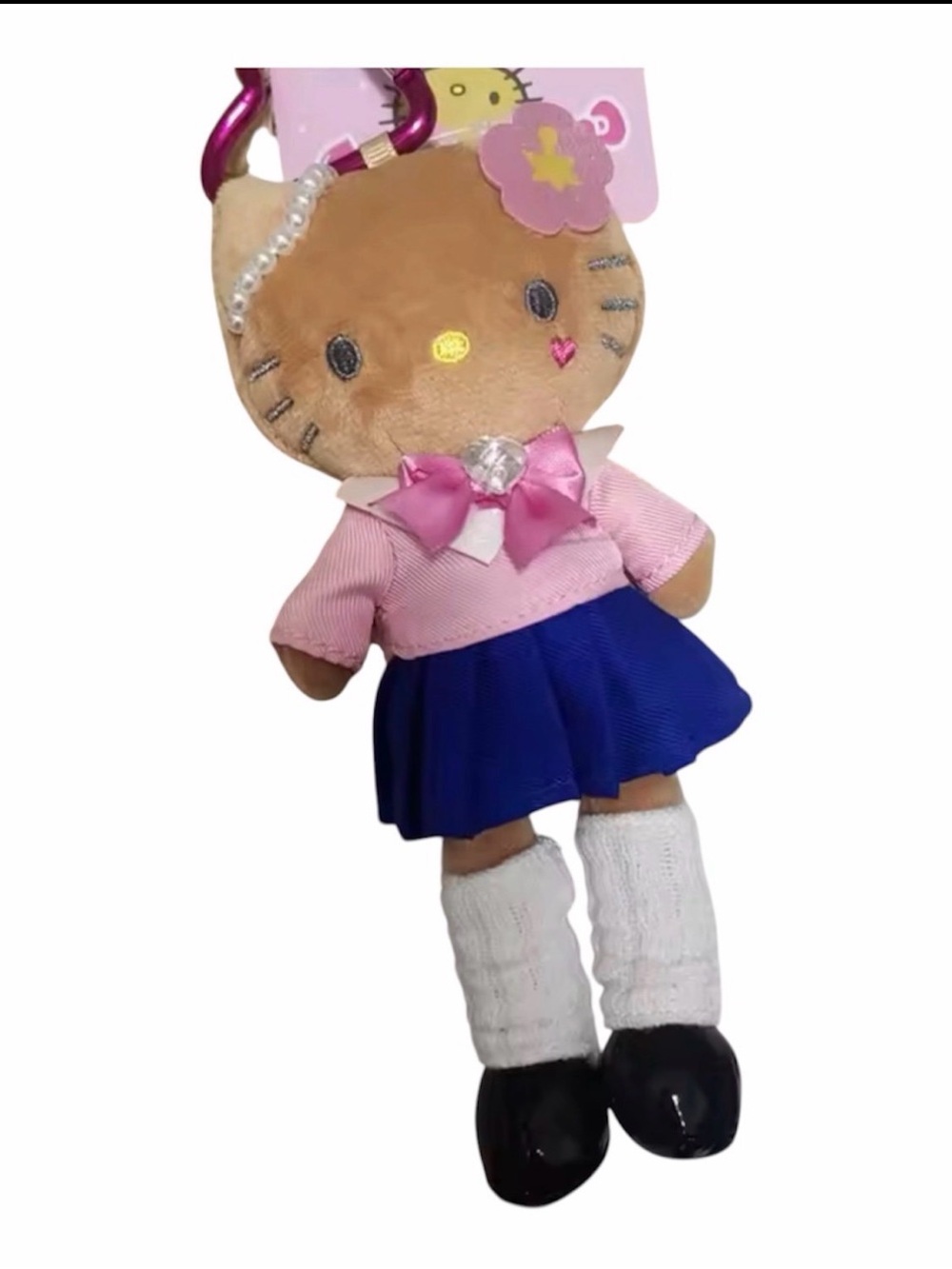 Sanrio Hello Kitty Gyaru JK Plush Keychain School Uniform Pink Bow